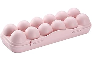 NOTHER WusyStore Contenitore per uova con 12 griglie, porta uova, in plastica, con coperchio, adatto per frigorifero, esterno (rosa)
