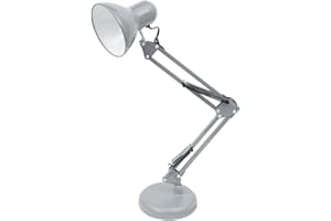 BEL AIR HOME - Lámpara de Escritorio LED Vintage Retro Articulada | Flexo Antigona Ajustable para Estudio y Lectura | Iluminación E27, Plata, Metal