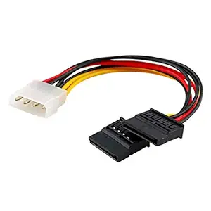 Wizzo 15 cm 4 Pin Molex to Dual SATA Power Y Cable Adapter for Internal Hard Disk Drive, HDD, SSD & DVD Writer