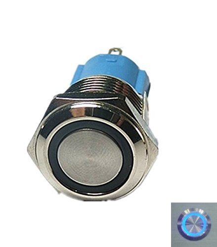 DC12V 16mm Blue Ring Led Metal Push Button Switch Car DIY Switch