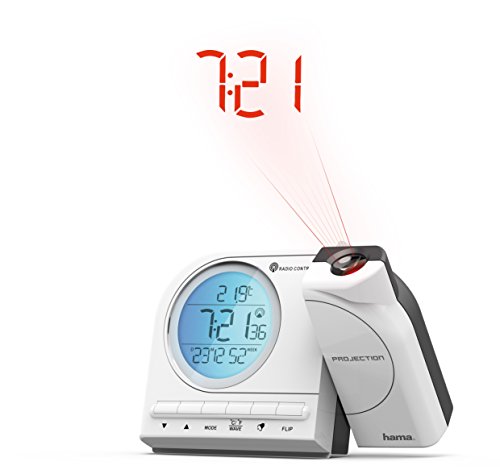 Hama Funk Projektionswecker (mit Thermometer, Kalender, Wecker, automatische Zeitanpassung, Projektor um 180 Grad drehbar) weiß - 2