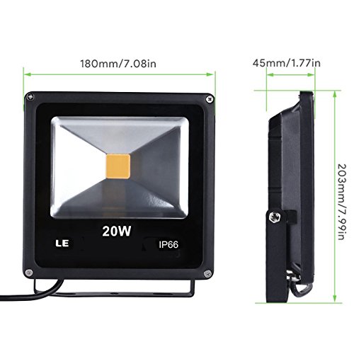LE 20W Ultraheller LED Fluter, LED Flutlicht, ersetzt 200W Halogenlampe, wasserdicht, 1300lm, Warmweiß, LED Flutlicht, LED Außenleuchten, LED Flutlichtstrahler, LED Strahler, LED Scheinwerfer - 5