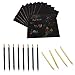 Price comparison product image 40 PCS Rainbow Scratch Sketch Art Painting Papers Sheets Boards + 4 PCS Bamboo Drawing Stylus Sticks + 8 PCS Dual Tip Scratch Coloring Pen
