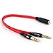 Produktbild 3,5 mm Buchse auf 2 Stecker Headset Splitter Adapter Kabel Audio Mikrofon Splitter für PC Computer und ältere Laptop (rot)