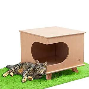 Ants N Toys Birch Plywood with Smooth Laminate Cat Cozy Box Pet House, Wooden, (H 15