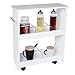 Produktbild WOLTU Nischenwagen schmal in Weiß mit 2 Ablagefächern Nischenschrank mit Rollen für Küche Bad Keller