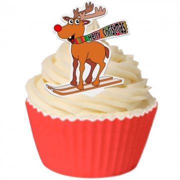Preisvergleich Produktbild Edible Christmas Wafer Toppers - Rudolph On Skis