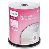 Philips DVD-R blank discs (4.7 GB data / 120 min Video/ 16x High Speed recording) 100 blank discs package - DM4S6B00F/00