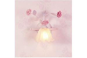 LHFING Tradizionale E27 Lampada da Parete Fiorentino Stile Applique da Parete floreale metallo Lampada da Muro Ceramico Rosa Fiori Luce da muro Moderno illuminazione da parete per Camera da Letto corridoio