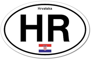 STICKER COLLECTIVE HR Croatia Croatian Country Code Hrvatska Oval Adesivo Flag Bumper Water Proof Vinyl