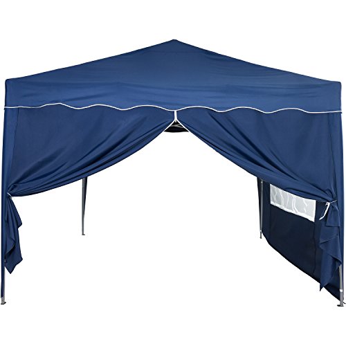 Faltpavillon 3×3 m mit 2 Seitenteilen, WASSERDICHT, Farben wählbar, inkl. Tragetasche + Zubehör, versiegelte Nähte, DIN ISO zertifiziert, Weiß Champagner Blau Grün Burgund Rot Anthrazit Schwarz - 3