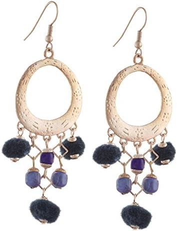 Ornamenta Fashion Silver Tone Lightweight Beaded Hook Dangle Statement Earrings For Girls