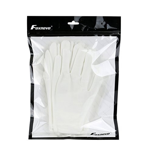 FOXNOVO 8 Paare weiße Baumwolle Handschuhe weiche leichte Arbeit Handschuhe Größe - 7