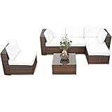 ❖ Farbe: braun-mix ❖ Lieferumfang: 2x Lounge Ecksessel - Element, 2x Lounge Mittelsessel Element, 1x Polyrattan Tisch mit Sicherheitsglasplatte, 1x Lounge Hocker, alle abgebildete Auflagen
