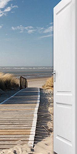 Türtapete ,,Beach Door TT3′ 86cm x 200cm Tür Ausblick Meer Ozean Strand Dünen Steg Ocean Way Ostsee Nordsee Fototapete inklusiv Kleister - 2