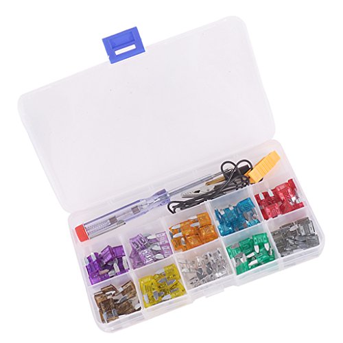 100xAuto mini Flachstecksicherungen mit Sortiments Box 2-35A+Test Stift