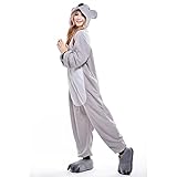 Free Fisher Damen/ Herren Schlafanzug Pyjama, Tier Kostüm, Koala Grau, Gr. L (Körpergröße 170-178 CM)