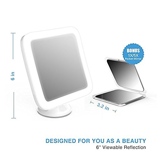 Jerrybox Beleuchteter Kosmetikspiegel 7-Fach Vergrößerungsspiegel mit Beleuchtung LED Schminkspiegel 360° Rotation Make Up Spiegel, Zusammenklappbar, Batteriebetrieb, Eckig, GRATIS Taschenspiegel (1X/5X Vergrößerung) - 6