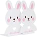 Girls Rabbit Bookends Metal Gifts for Kitchen Shelves Home Office - White
