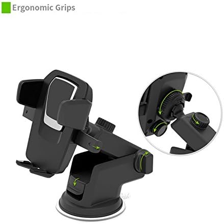 Car Phone Holder, Premium, Universal 360º One Touch, Dashboard and Windshield Extendable *Upgraded Version* Car Mobile Phone Holder Car Mount - 360 Degree Mobile Holder with Extendable Arm Mobile Phone Holder - Cars Mount / Universal Cradle Adjustable Windshield Holder Car Mount Cradle for iPhone 7/7 Plus/6S/6S Plus/SE,Galaxy S8/S8 Plus/S7/S7 Edge/S6/S6 Edge, Google Pixel/Pixel XL,HTC,Xiaomi,Nexus,Sony &amp; most smartphones / GPS, Smartphone Holder - TS35(AP12T) Black