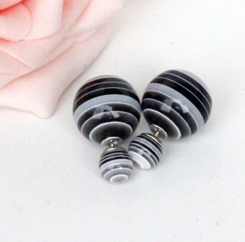 Vale Fashion Boucles d'oreilles arc Cercle grosse boule Double Faux Perle Bead Bijoux