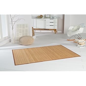 Hochwertiger massiver Bambusteppich lasiert mit brauner Umrandung