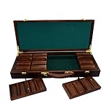 ☞ MATERIAL PERFECTO: Esta hermosa caja de fichas de póker de madera oscura es una de las mejores cajas disponibles. Parecido a un fino humidor de cigarros, es una madera manchada de color oscuro y muy sólido con una construcción totalmente de madera.