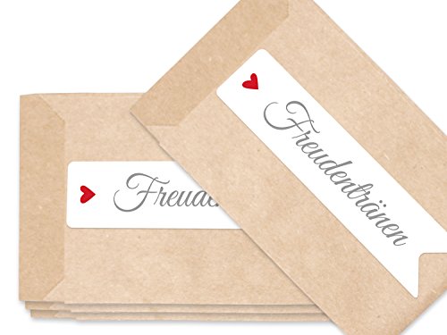 Freudentränen Set 100 braune Flachbeutel inklusive 100 Aufkleber / Sticker als Verpackung für Freudentränen Taschentücher – TOP QUALITÄT aus Deutschland von KuschelICH - 4