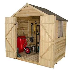Apex Gartenhaus Druck behandelt 7 x 5-tür Holz Schuppen ...