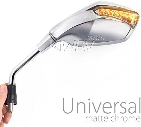 Fist Chrome LED Turn Signal mirrors motorcycle motorbike sportster bobber cruiser street naked road bike KiWAV