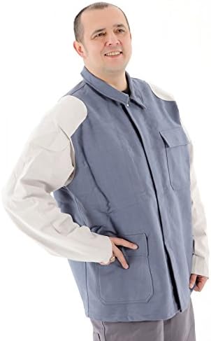 Welding Jacket Welding Jacket with Flammentin Equipment Leather Trim 100% Cotton Size Selection , Size:46