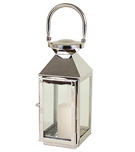Edelstahl Laterne Windlicht mit Glasfenster Stilvolle Akzente Pyramide Kerzenhalter ca. 10x11x24/34 cm