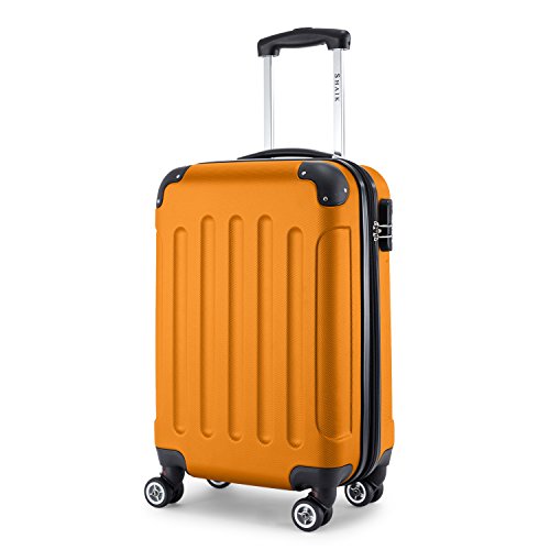 SHAIK Serie BUTTERFLY Maletas De Viaje Set De 3 Piezas - 40/78/124 Capacidad De Litros  Cubierta Dura Y Flexible Equipaje De Mano Con Ruedas, 360? De Rotación (Naranja, M | El equipaje de mano)