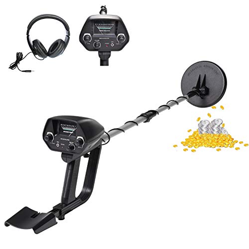 YAHILL Detector de Metales para Adultos Principiantes - Alta Sensibilidad, Bobina de Búsqueda Resistente al Agua, Medidor Visual con Audífono, Eje Ajustable Detector de Monedas Oro Plata Cobre Hierro