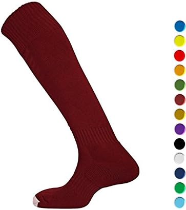 Good Quality Football Socks for Kids and Adults - Available from Childs shoe size 9 to Adults 12 - High Performance - Comfortable fit, Easy care and Long lasting for Boys, Girls, Men and Ladies – Popular choice for School, Club, Football, Rugby, Hockey and Sports (Maroon / Burgundy, UK Shoe Size 7-12 | Seniors)