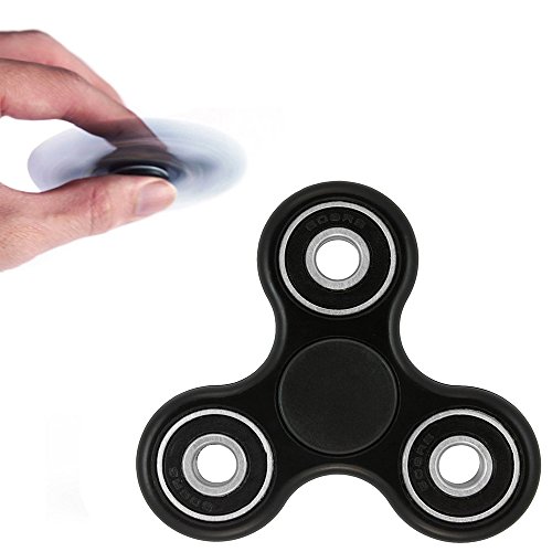 Tuohai 2017 Newest Tri Fidget Spinner Finger Toy Hand Spinner Ultra Fast Bearings - Stress Relief Spinning Toys for Kids & Adults (Black)