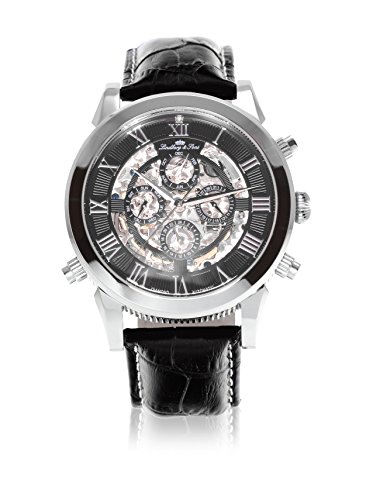 Lindberg & Sons Herren-Armbanduhr Automatik Analog Skelettuhr Leder Schwarz - SK14H011 Lindberg & Sons Herren-Armbanduhr Automatik Analog Skelettuhr Leder Schwarz - SK14H011