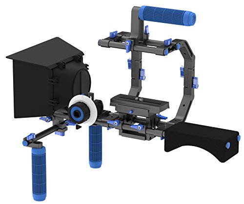 eimo Pro DSLR Rig Kit Movie épaule Mont Rig Follow Focus + Matte Box + DOUBLE C Forme support Cage + Top Handle