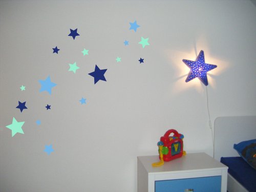 18 Stück selbstklebende Sterne Autoaufkleber, Mix-Set blau, lichtblau, mint, Fensterdekoration Fensterbild / Fensteraufkleber, Wandtattoo Deko Sticker, Weihnachtsdekoration, Schaufenster In- und Outdoor 62s1 - 3