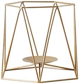 LUYIASIN- Nordic Extravagant Home Light Golden Geometric Lines Iron Art Candle Holder Candlestick ( Size : 19x16cm )