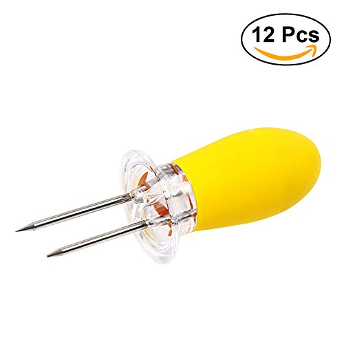 OUNONA Set von 12 Maiskolbenhalter Grillzubehör Edelstahl Nadel Schaschlikspieße Food Fruit Forks