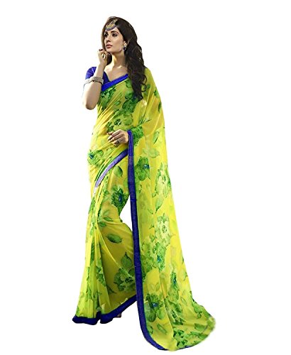 Harikrishnavilla Womens Georgette Saree With Blouse Piece (Br-Janu Green Sari_Green) RS.549 (71.00% Off) - Amazon