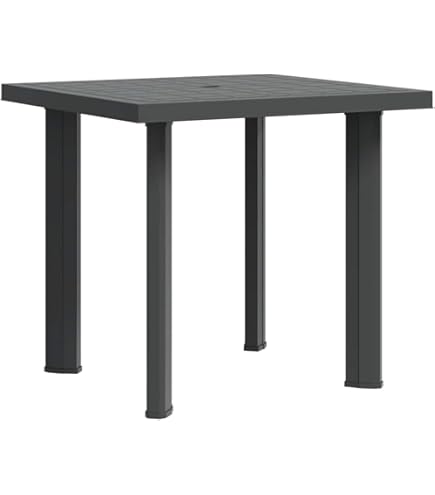 Table De Jardin En Aluminium Coulé 78x78x72 Cm – Noir, Avec Trou Pour Parasol, Design Creux