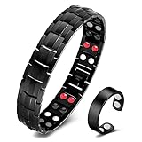 Vicmag Men Magnetic Bracelets Titanium Steel Magnet Bracelet Ultra Strength Double Row 3500 Gauss Wristband Brazaletes With Adjustment Tool & Jewelry Gift Box (black 4 Elements)