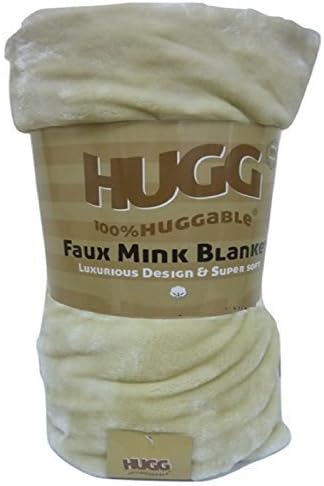 Hugg Plain Faux Fur Mink Blanket Sofa Bed Fleece Throw Single Or Double Size Bedspread (Single, Cream)