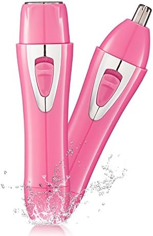 Women Shaver, 2 in 1 Women Electric Shaver Painless Facial Hair Remover Nose Hair Trimmer Waterproof Lady Shaver Bikini Trimmer for Body, Face, Bikini Area Use