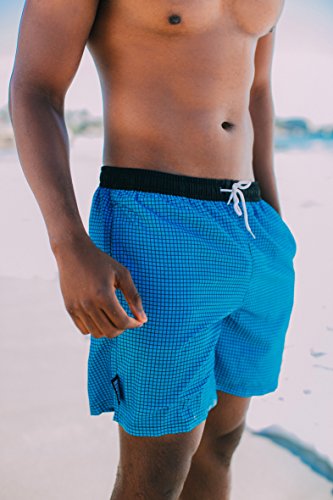 GUGGEN MOUNTAIN Herren Badeshorts Beachshorts Boardshorts Badehose kariert *Blau Lila* - 2