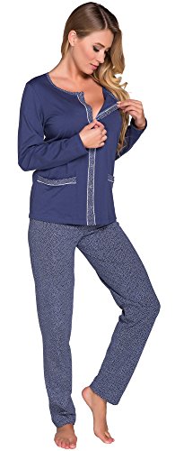 Italian Fashion IF Womens Maternity Pyjama Tamara 0223 (Navyblue, M)