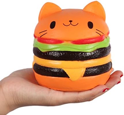 1pcs Squishy Cream Scented Slow Rising Kawaii Simulation Cake Roller Children Doll Jumbo Soft Squishies Stress Relief Toy (hamburger cat)