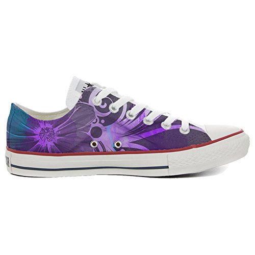 Converse Original, Customized With Printed Italian Style (Handmade Shoes) Slim Purple Flowers